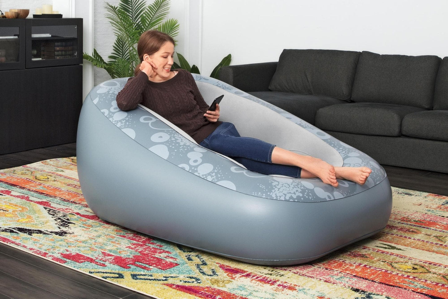 Aufblasbares Gartensofa-Dunkelgrau mit Leuchtend-5