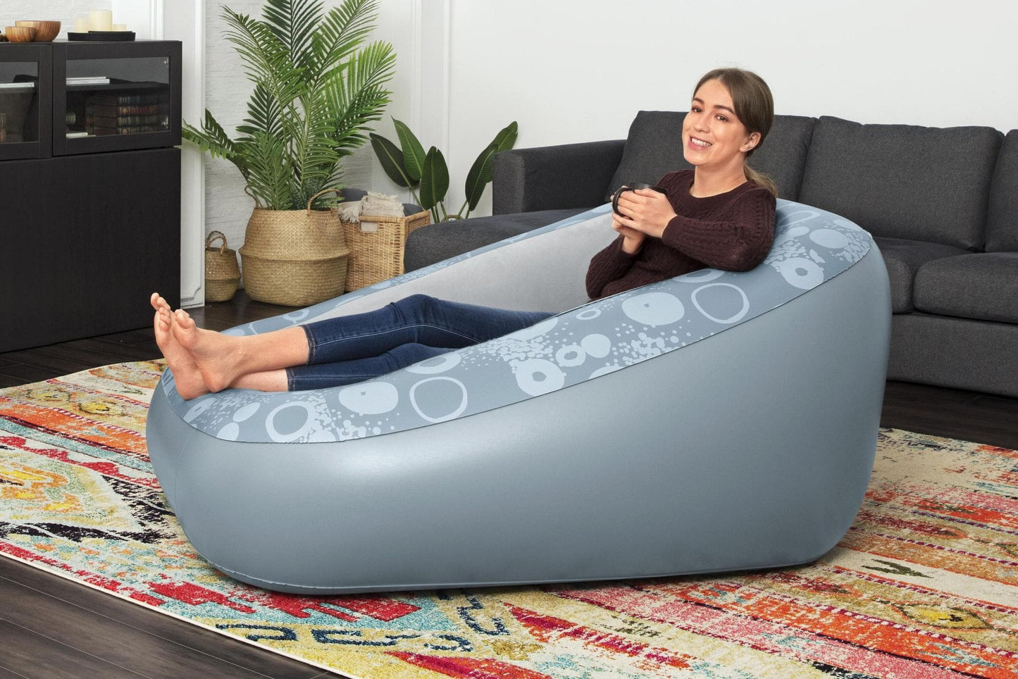 Aufblasbares Gartensofa-Dunkelgrau mit Leuchtend-6