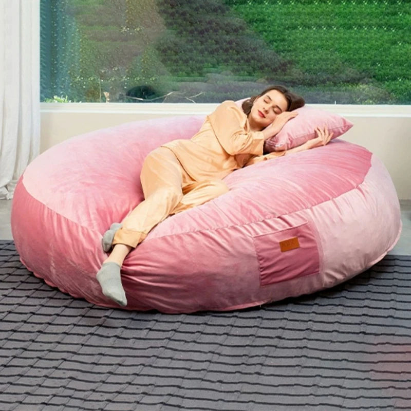 Bequeme-Sitzsack-Sofa-Rosa