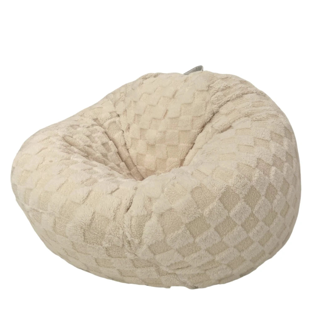 Flauschige Sitzsäcke-Beige-weiß