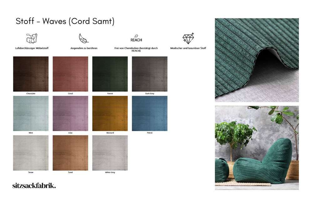 Sessel Sitzsack (Cord Velour)