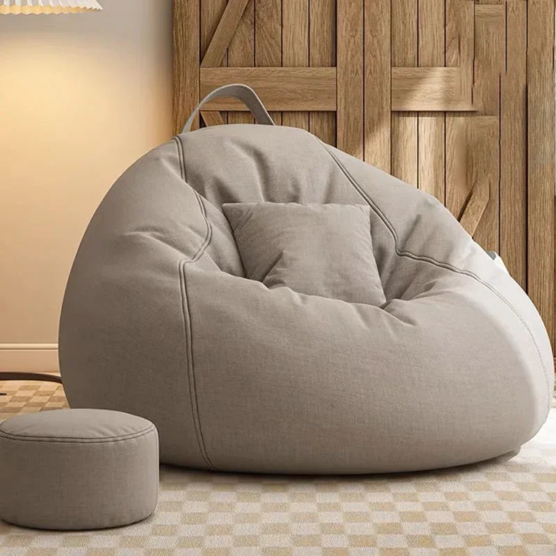 Indoor-Sitzsack-Grau mit Hocker