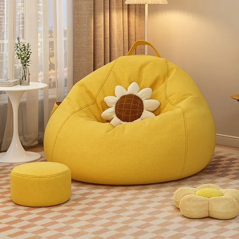 Indoor-Sitzsack - Gelb mit Hocker