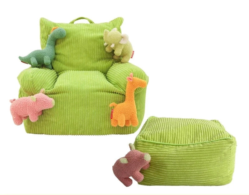 Kindersitzsäcke kuschelig-Grün mit Hocker