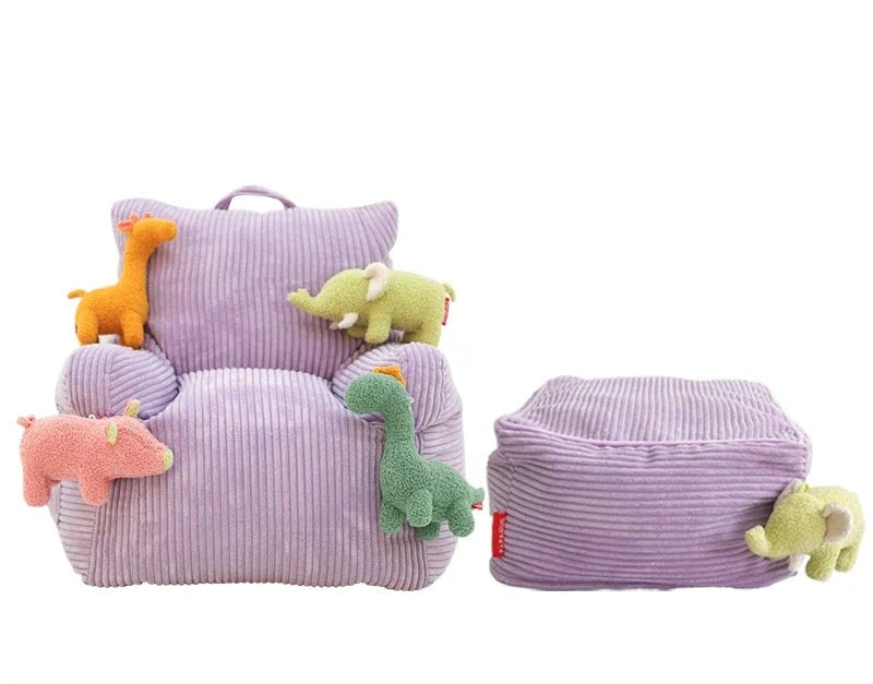 Kindersitzsäcke kuschelig-Lila mit Hocker