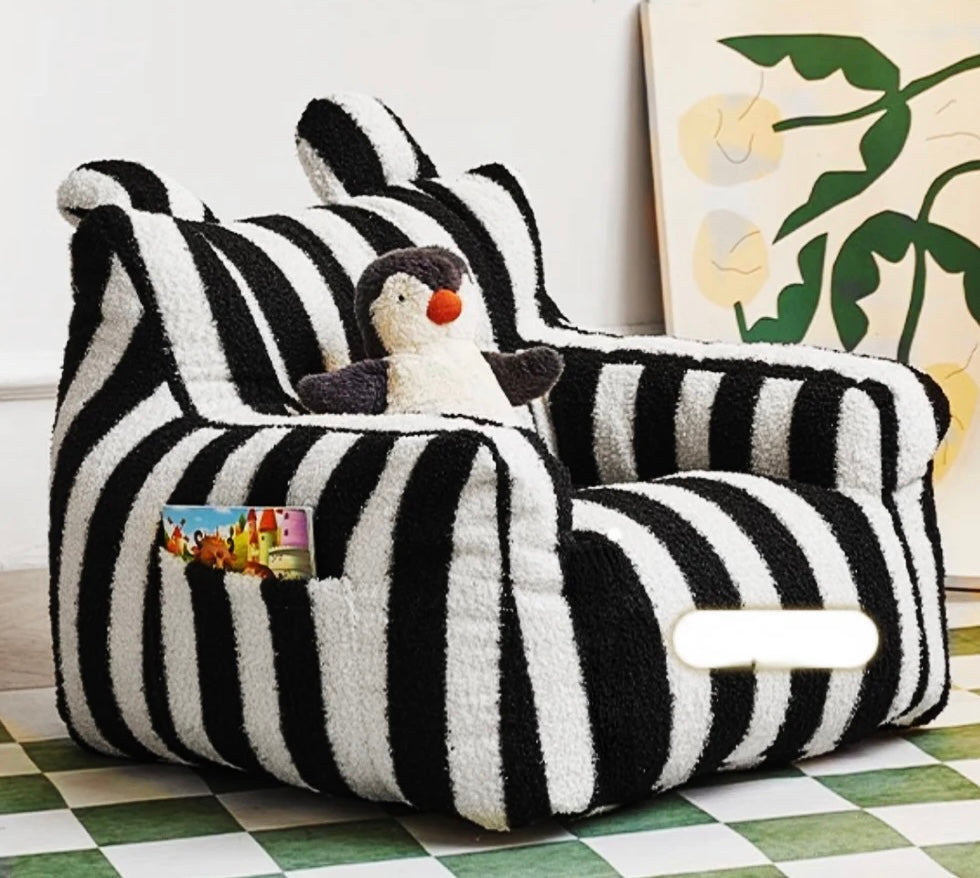 Kindersofa-Schwarz Weiss (Baumwolle)