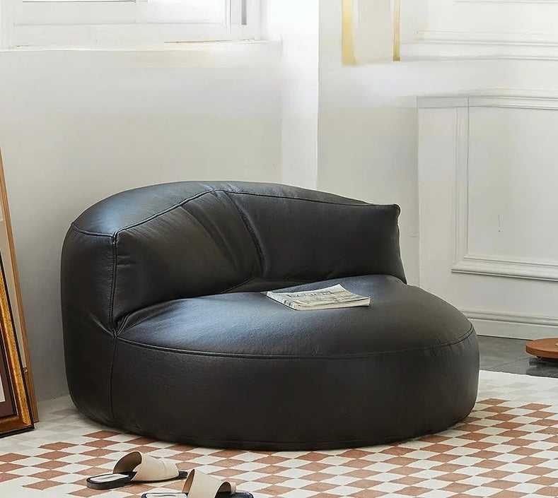 Leder-Schwarzer- Sitzsack-Schwarz-einzeln