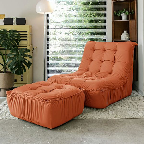 Outdoor Sitzsack im Waffel-Look-Orange mit Stuhl