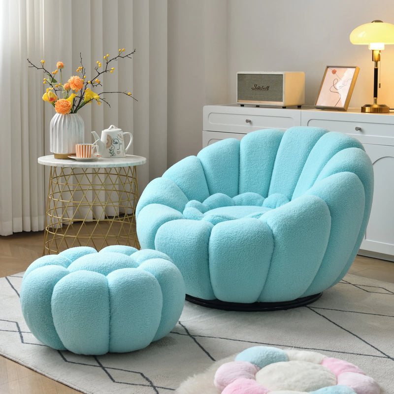 Riesiges Puff-Sofa - Marine blau mit Hocker