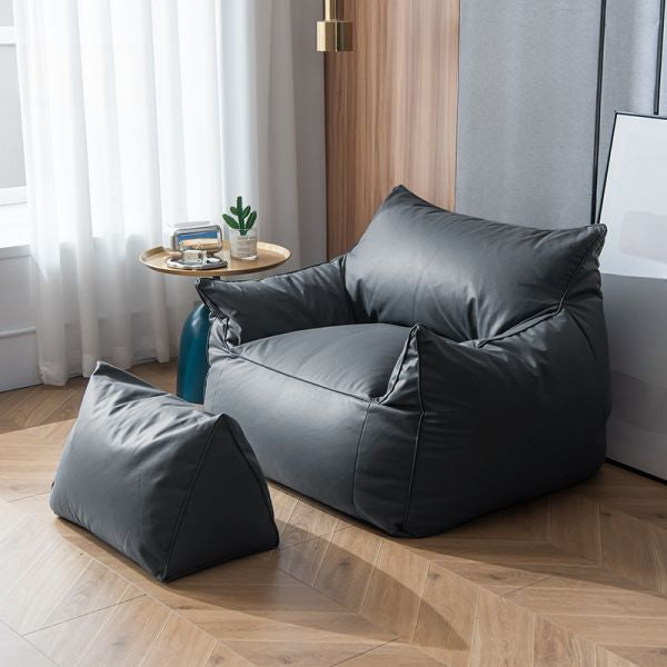 Schwarzer Leder Sitzsäcke mit Peda