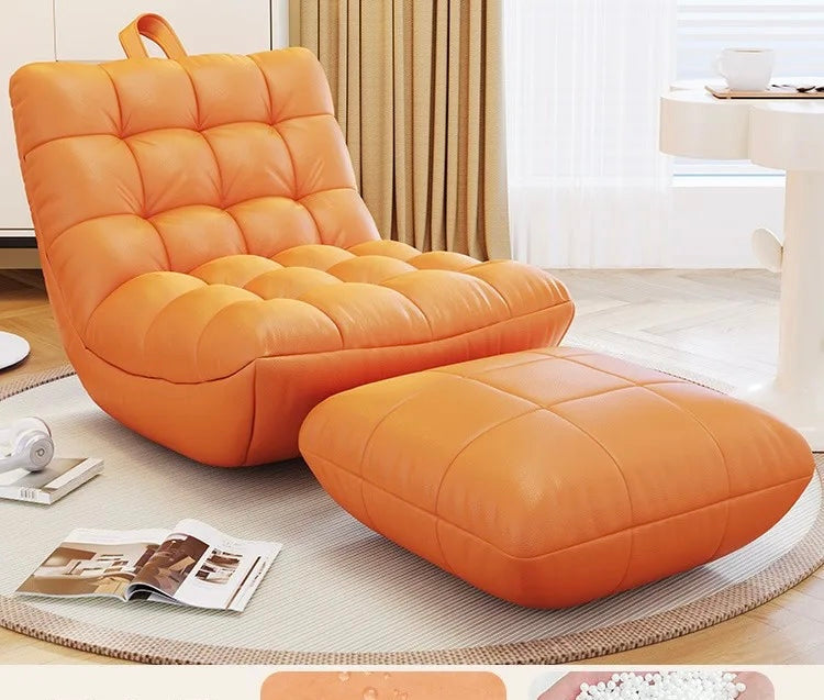 Sitzack-lehne-Orange mit Hocker
