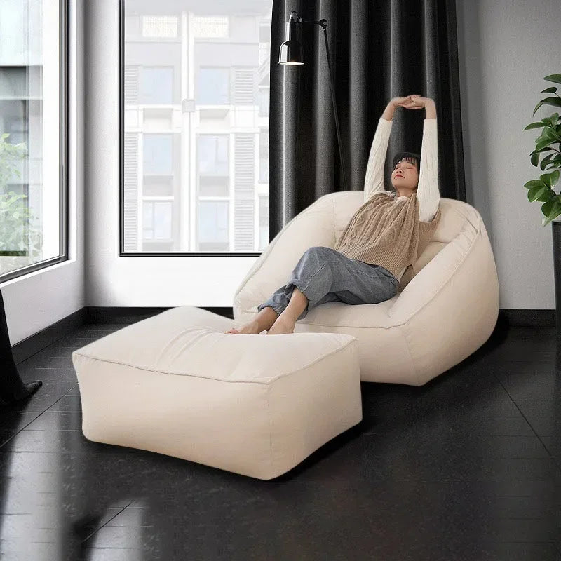 Sitzsack-beige mit Hocker