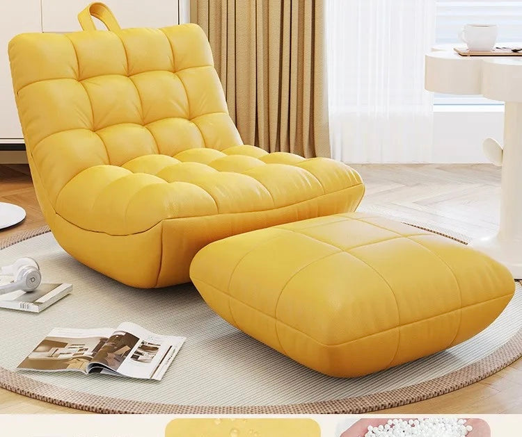 Sitzsack-lehne-Gelb mit Hocker