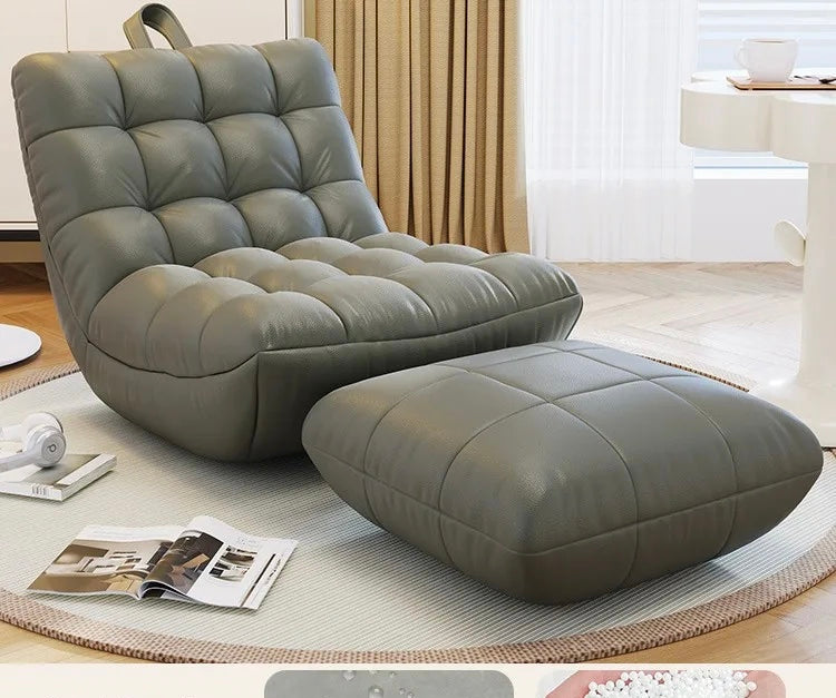 Sitzsack-lehne-Grau mit Hocker