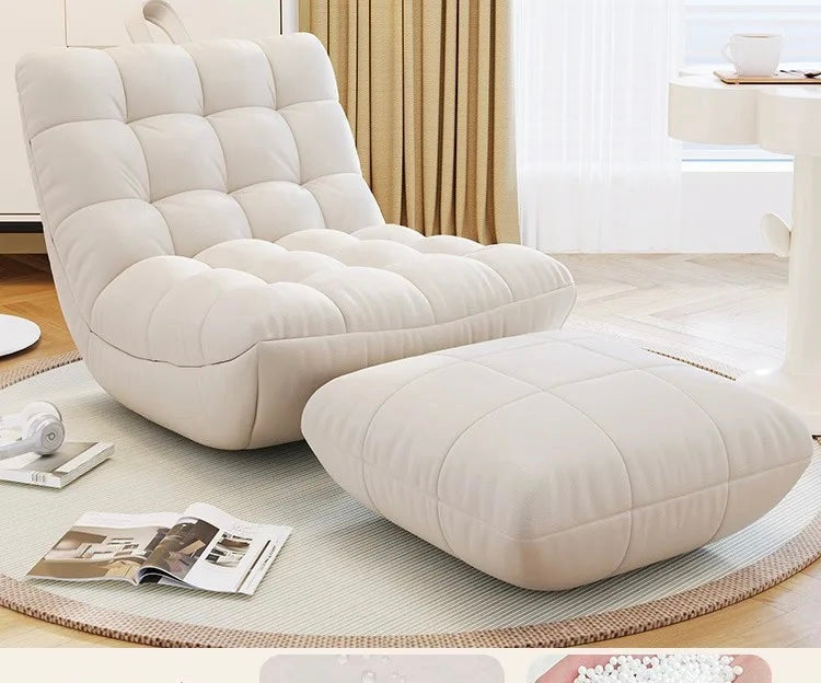 Sitzsack-lehne-Weiß mit Hocker