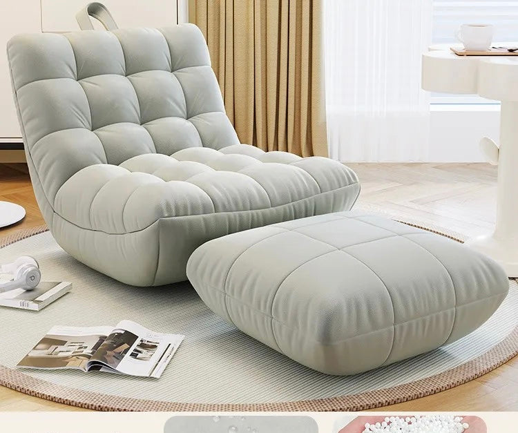 Sitzsack-lehne-beige mit Hocker