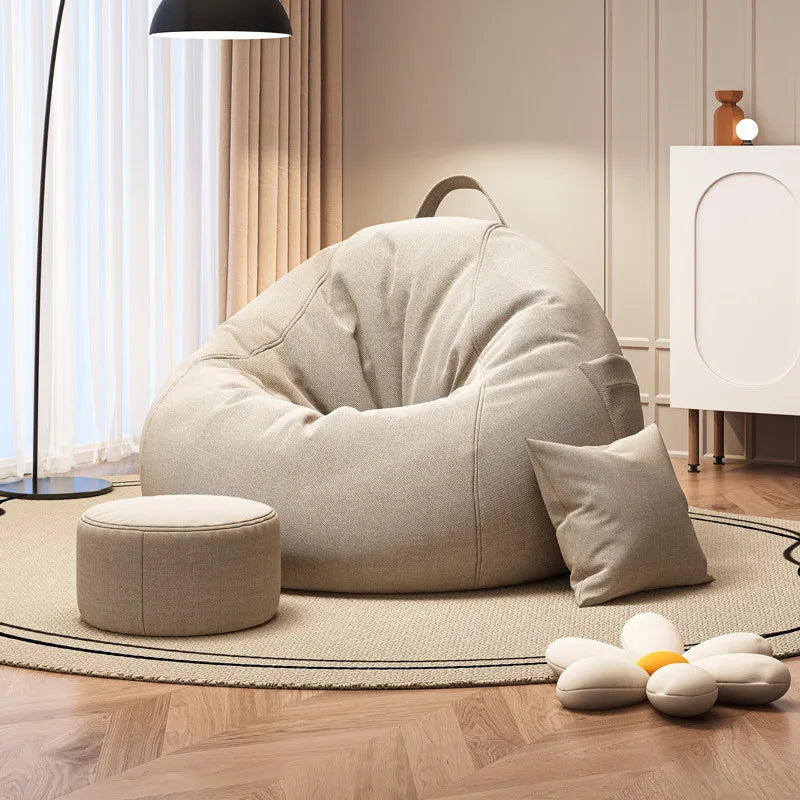 Sitzsack Grau mit Hocker