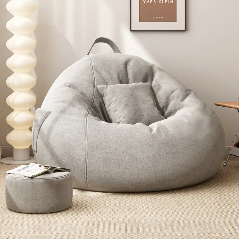 Sitzsack Hellgrau mit Hocker