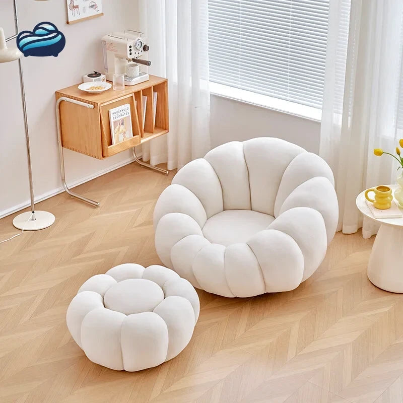 Sitzsack Weiß mit hocker