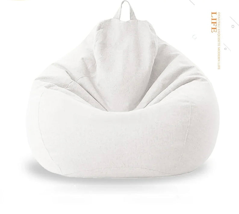 Sitzsack aus Baumwolle-Weiß-beige