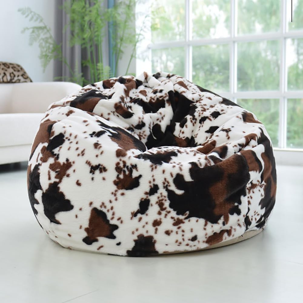 Flauschige Fell Sitzsack-Schneeleopard Weiß 1