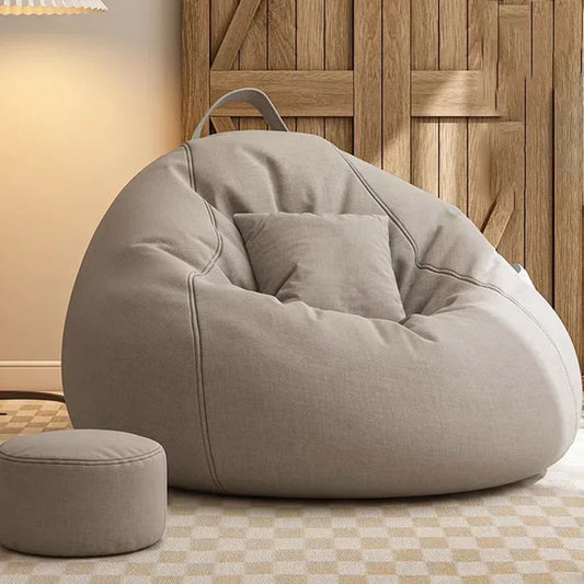 Indoor-Sitzsack-Grau mit Hocker