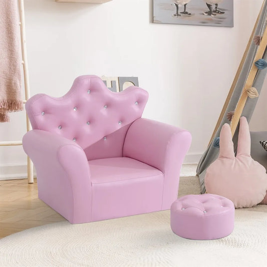 Kindersessel-Rosa mit Hocker
