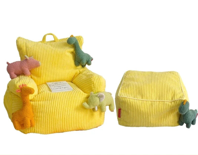 Kindersitzsäcke kuschelig-Gelb mit Hocker