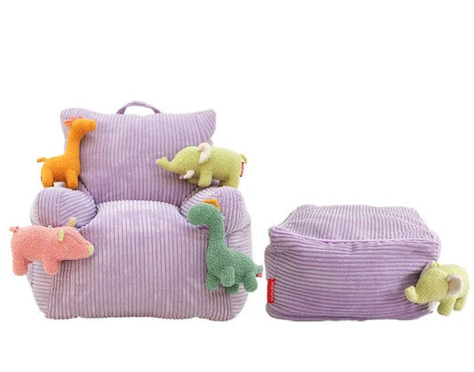Kindersitzsäcke kuschelig-Lila mit Hocker