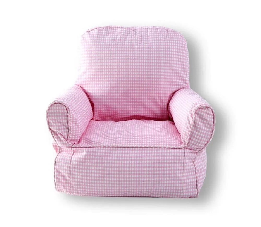 Kindersofa aus INS-Stoff-Rosa-Gitter