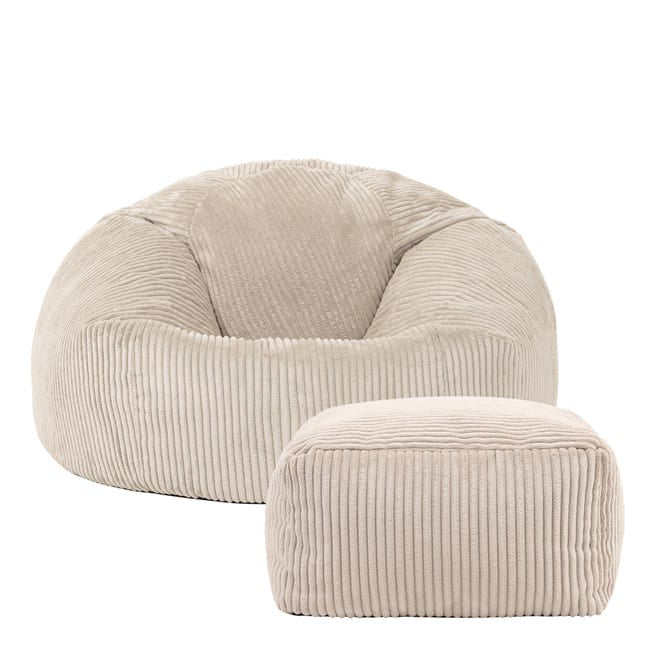 Sitzsack Beige mit Fußhocker Indoor & Outdoor