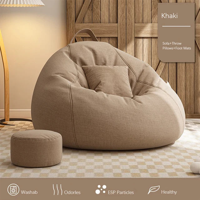 Sitzsack Khaki mit Hocker 