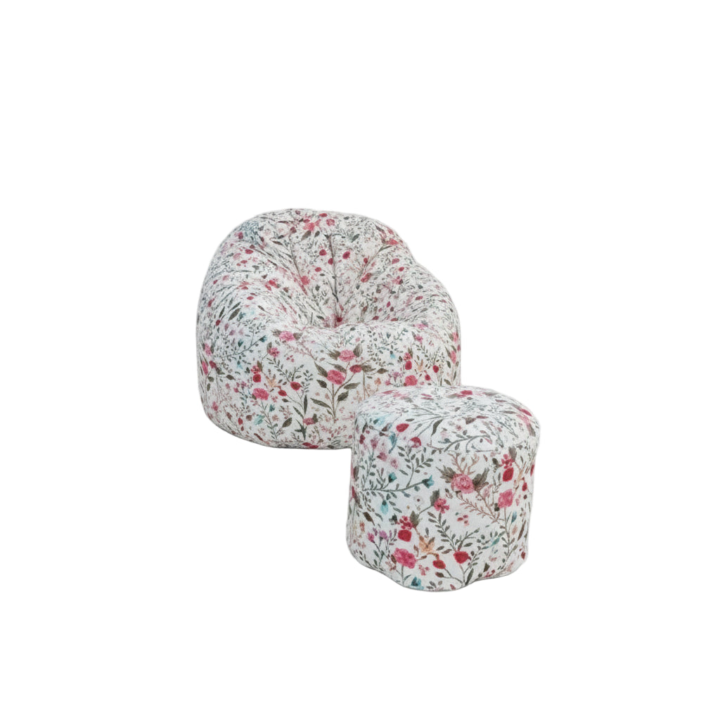 Sitzsack Rückenlehne mit Hocker-Weiß