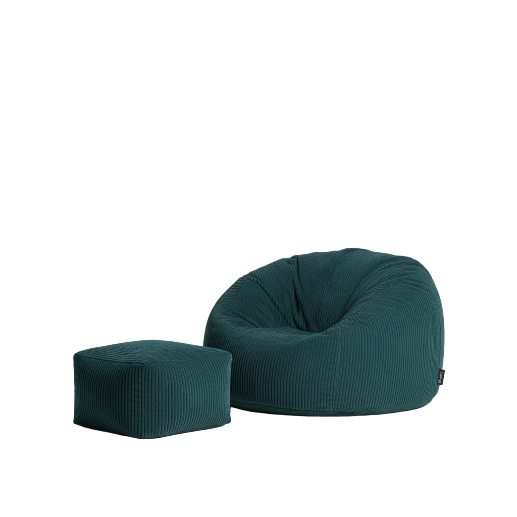 Sitzsack blau mit Hocker-2