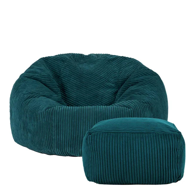 Sitzsack blau mit Hocker